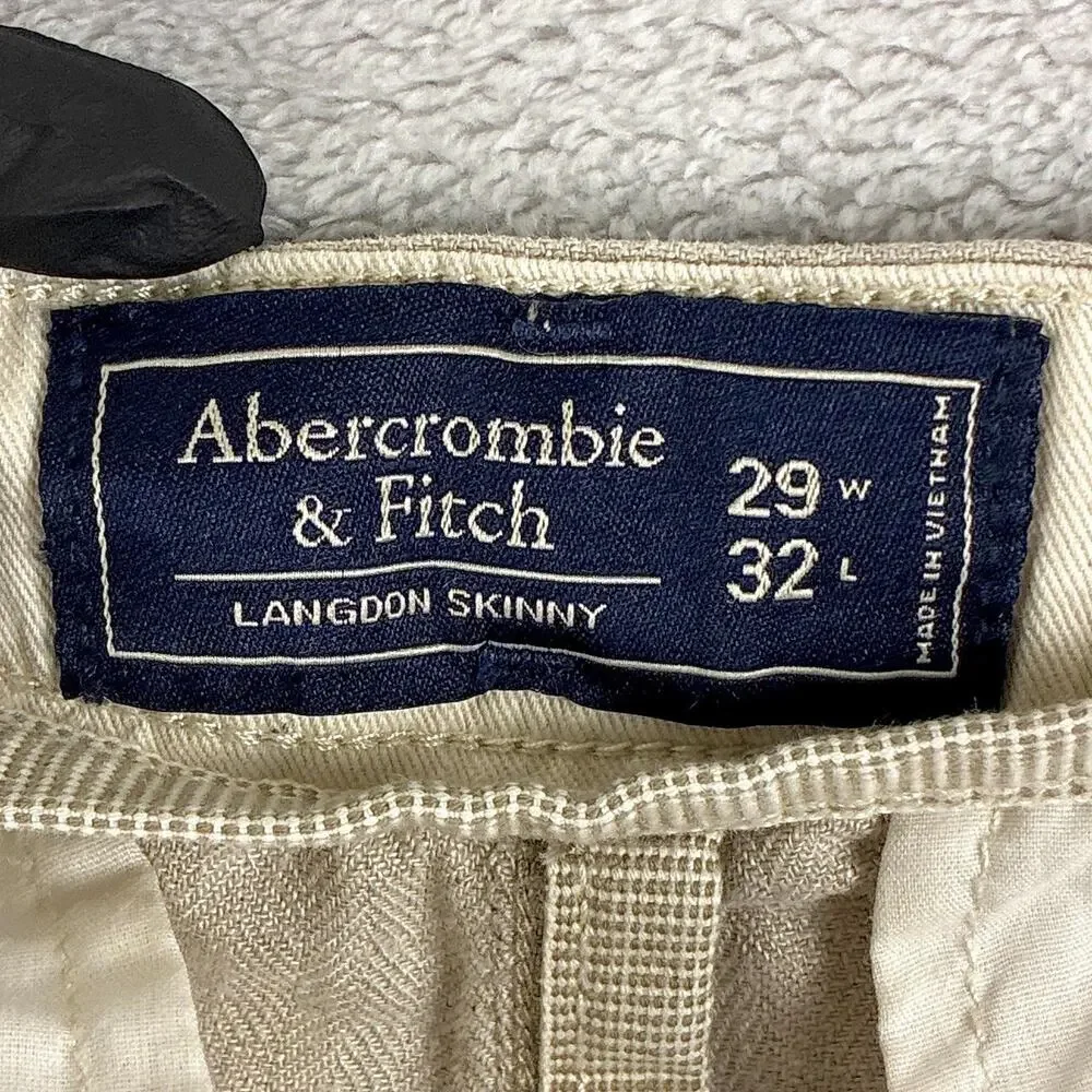 Abercrombie & Fitch Pants Men Size 29x32 (30x32) Beige Langdon Skinny 100% Linen